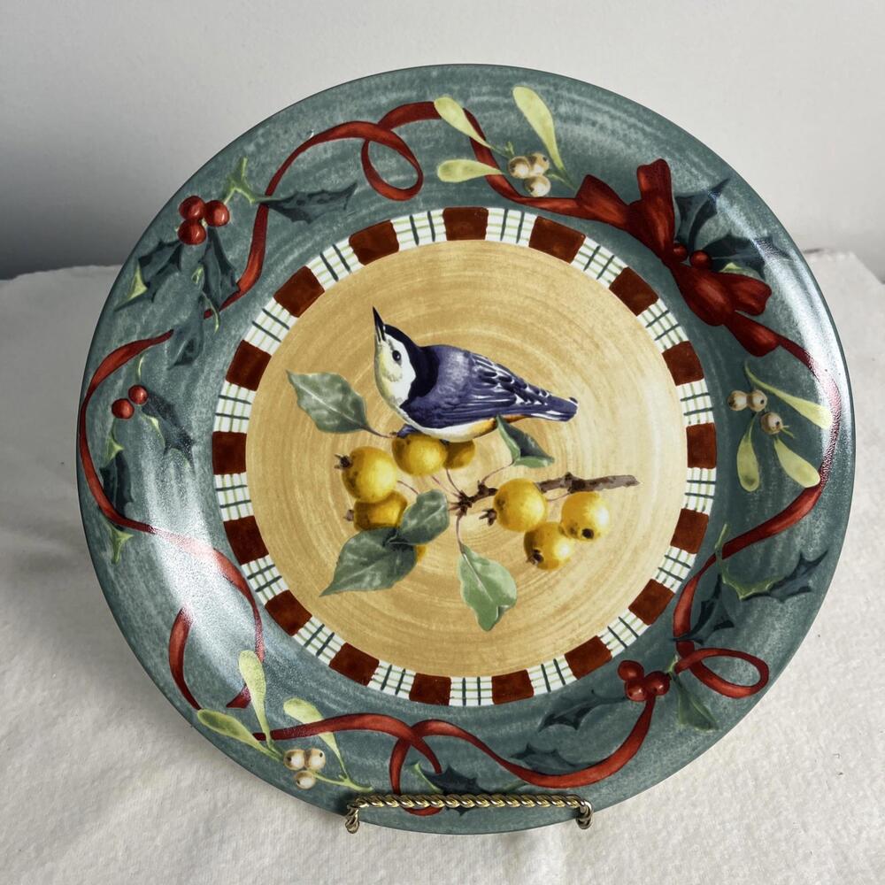 WINTER GREETINGS BY LENOX NUTHATCH DINNER PLATE EUC